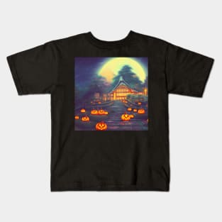 Old Fashioned Pumpkin Jack O Lantern Faces Kids T-Shirt